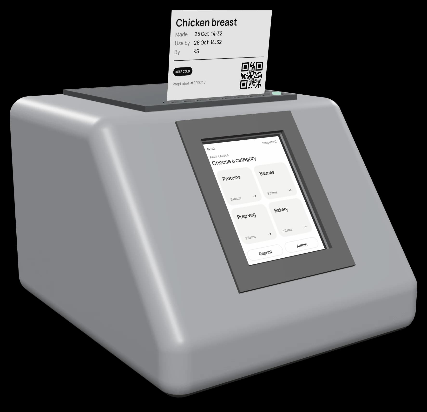 PrepLabel food label printer in graphite
