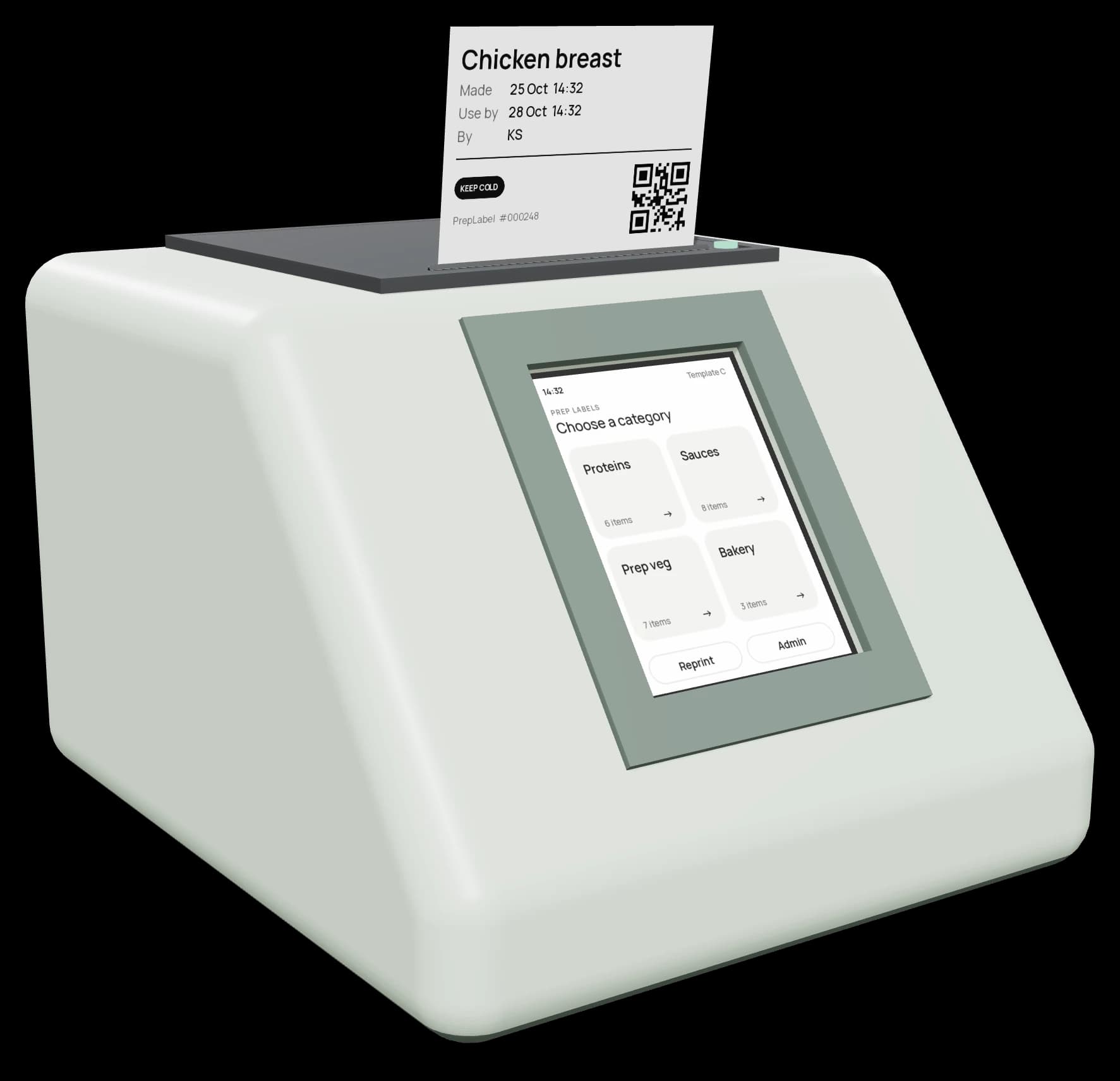 PrepLabel food label printer in sage